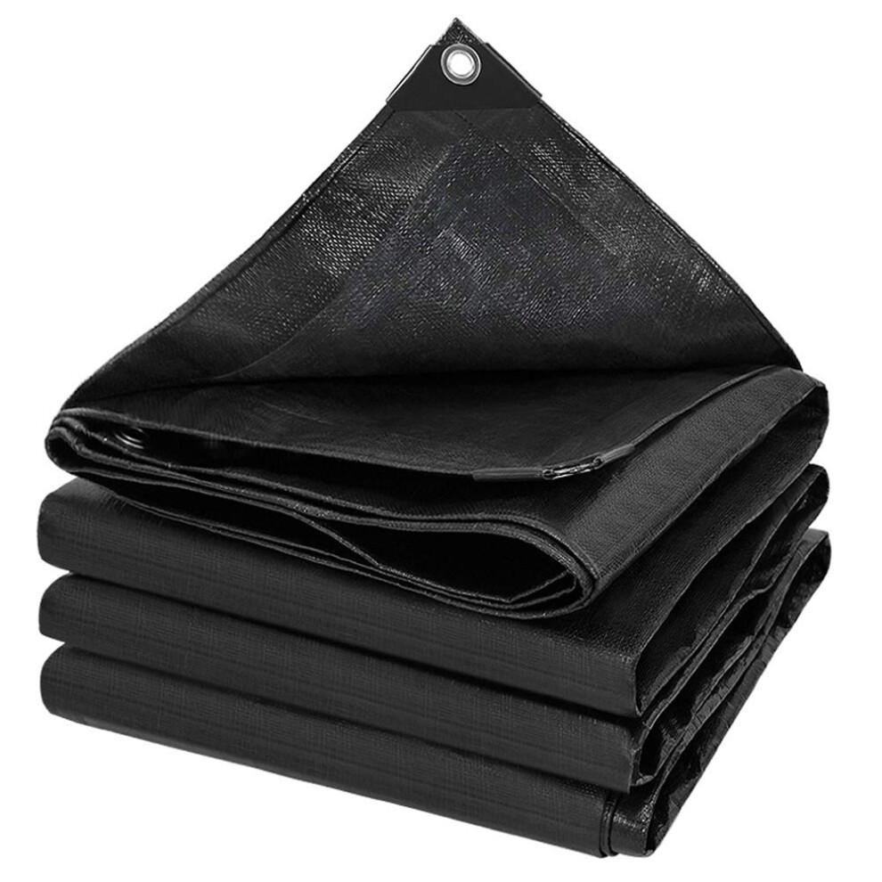 Heavy Duty Waterproof Tarp 6Mx6m Black Reinforced Pe Tarpaulin Sheet With Rustresistant Eyelets For Camping, Tent And Outdoor Cover 9351714604437