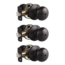3 Pack Oil Rubbed Bronze Privacy Door Knobs with Lock for Bedroom and Bathroom, Keyless Design
