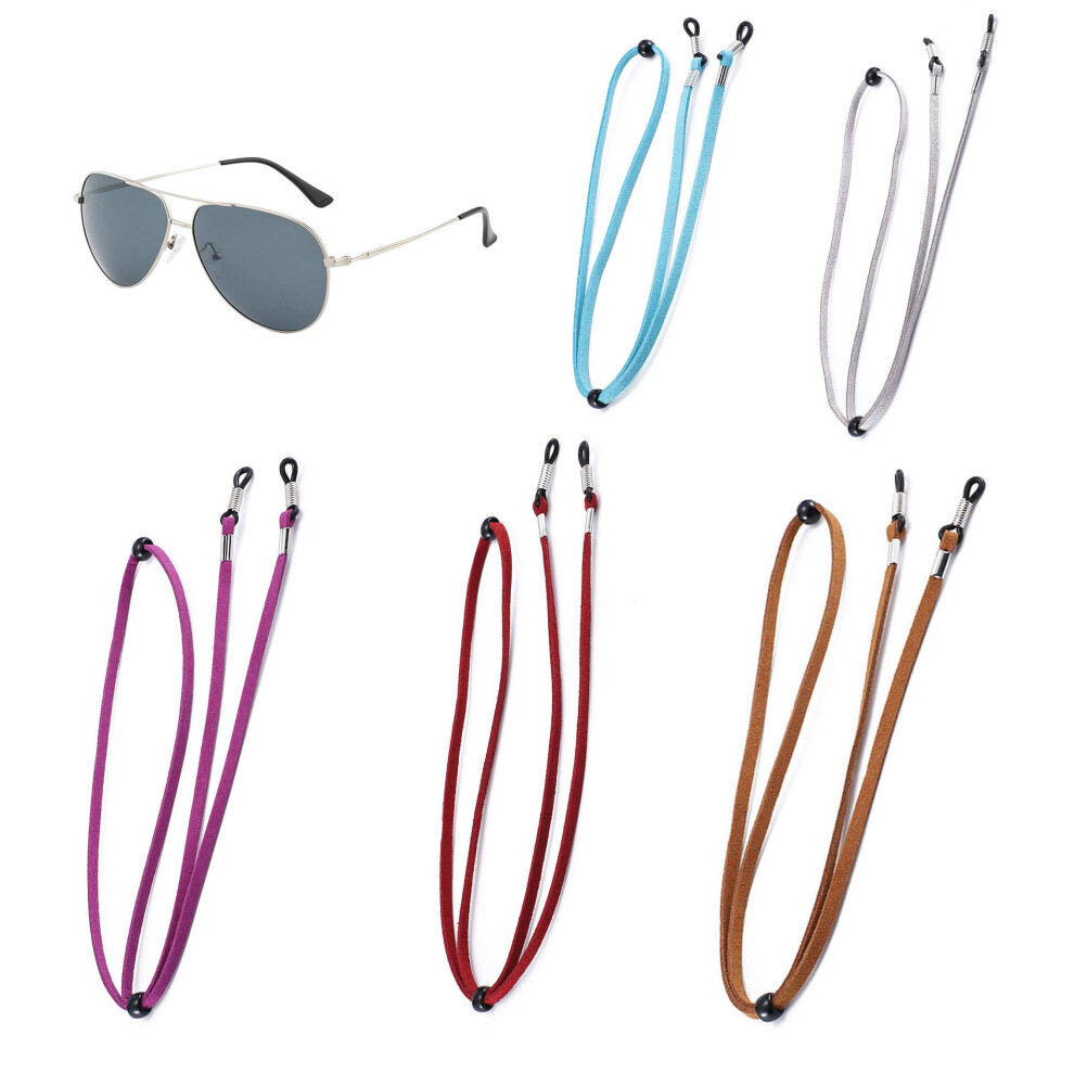 Eyeglass Chain Holder PU Leather Sunglasses Strap with AntiLoss Neck Design Adjustable Unisex Style