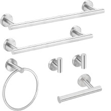 6Piece Brushed Nickel Bathroom Hardware Set SUS304 Stainless Steel, Wall Mounted Modern Accessories Kit