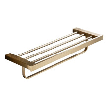 Gold Wall Mounted Towel Rack with Shelf Storage, Modern Double Bathroom Towel Bar, Easy Installation Kit