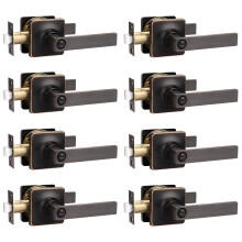8 Pack Oil Rubbed Bronze Privacy Door Levers for Bedroom and Bathroom, Durable Metal Set