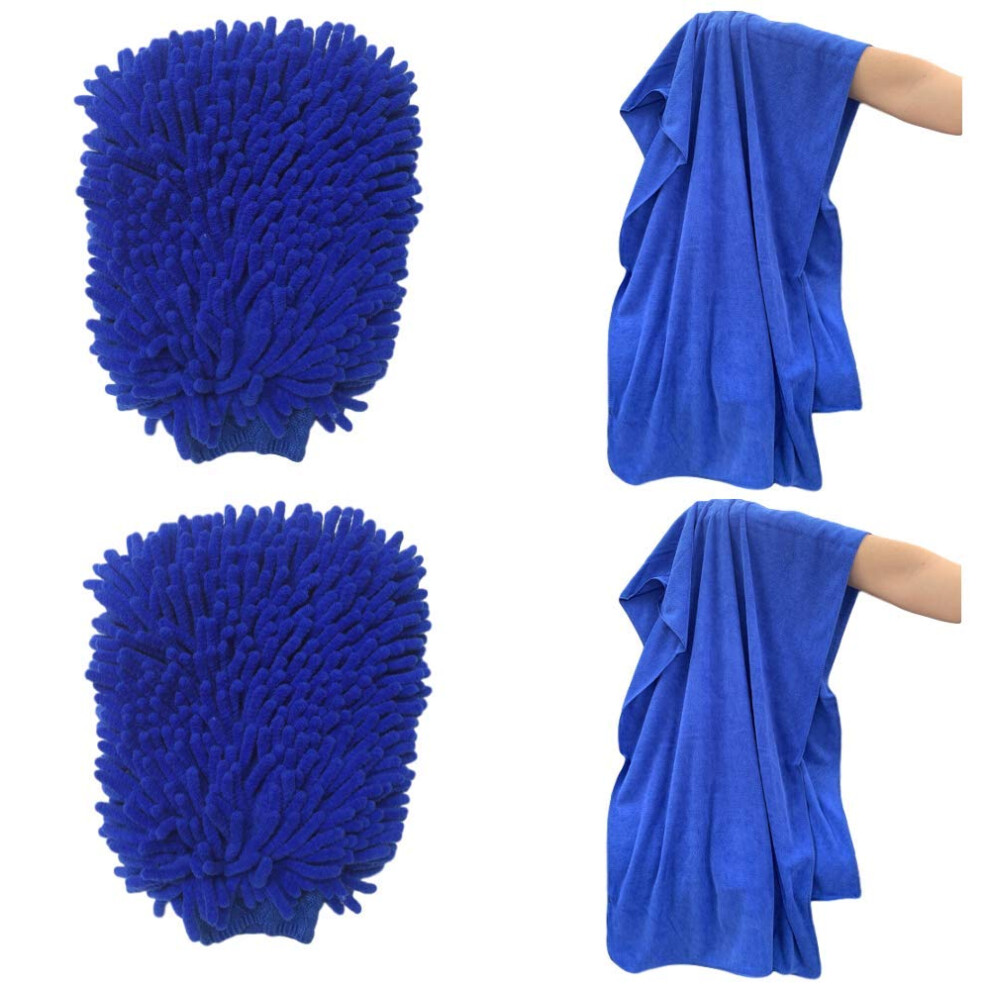 Microfiber Car Wash Mitt 2 Pack, Chenille Scratch Lint Cleaning Gloves For Cars Trucks Suvs 9073542127499