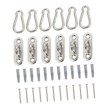 Stainless Steel Snap Hook and Heavy Duty Eye Plate Kit with Screws for Secure MultiSurface Mounting