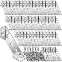 50Piece Stainless Steel Corner Brackets Furniture Connector Kit with Screws for Cabinets and Shelves
