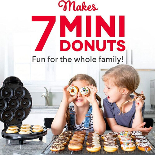 Electric Donut Maker Automatic Heating Egg Cake Bread Baking Machine 700W Kitchen Breakfast Makes 7 Donuts US Plug 2