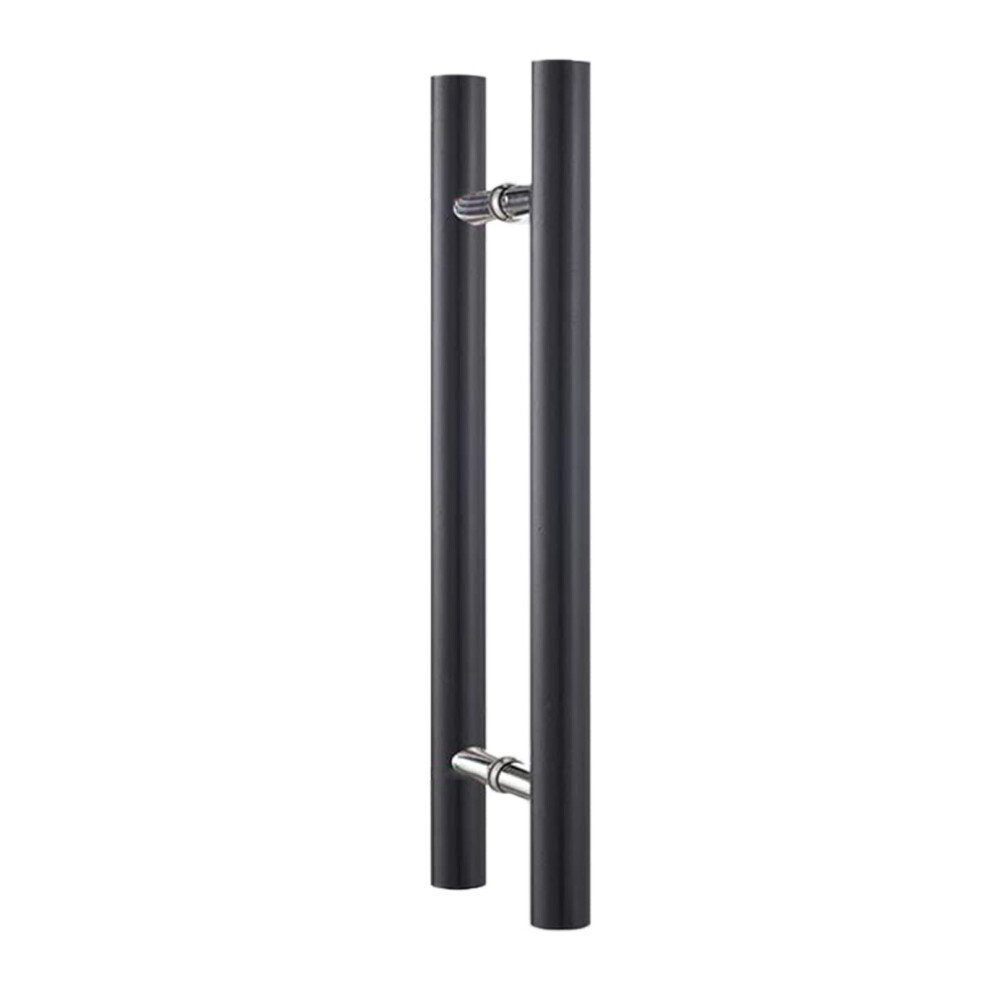 Black Modern Barn Door Handle 40Cm, Heavy Duty Wood And Glass Door Pull With Ergonomic Round Grip 9330225459149