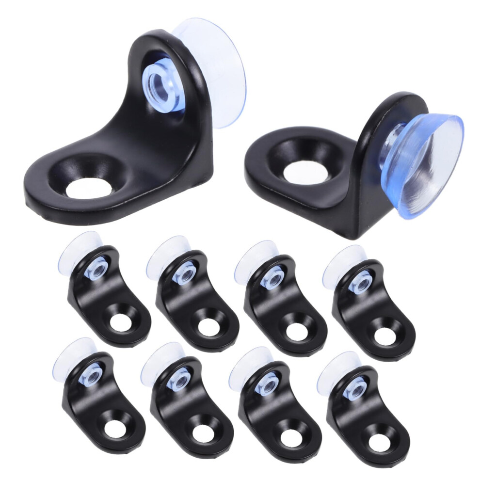 10Pcs Adjustable Glass Shelf Brackets With Suction Cup, Zinc Alloy Wall Mount Supports For Cabinets And Bathrooms 9351714605083