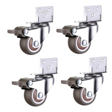 4 PCS 1.5 Inch Silent Furniture Casters Soft Rubber Swivel Wheels with Brake Lock for Trolley and Cart