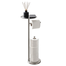 Toilet Roll Holder Free Standing Silver Toilet Paper Holder Stand with Top Shelf
