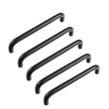 Black Aluminum Alloy Cabinet Handles and Drawer Pulls Set, Modern Minimalist Design, 160mm, 6pcs