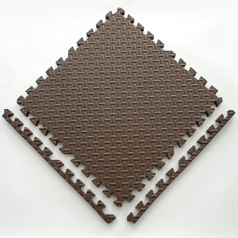 Foam Play Mat 12x12 Coffee 1 Inch Thick Nontoxic EVA Interlocking Floor Tiles for Toddlers Exercise