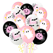 Pink Ghost Halloween Balloons 18 PCS, Cute Durable Latex Party Decorations for Quick Halloween Setup