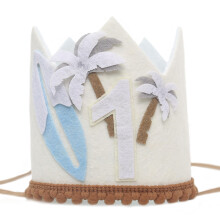 Handmade Felt 1st Birthday Crown for Boys – Beach Theme Surf Party Hat, Lightweight Keepsake Accessory