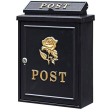 Black Lockable Wall Mounted Mailbox Stainless Steel Weatherproof Outdoor Letter Box for Home