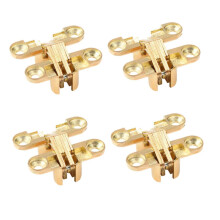 4pcs Gold Concealed Cabinet Hinges Zinc Alloy Hidden Door Hinge Brackets for Folding Shelves Wardrobes