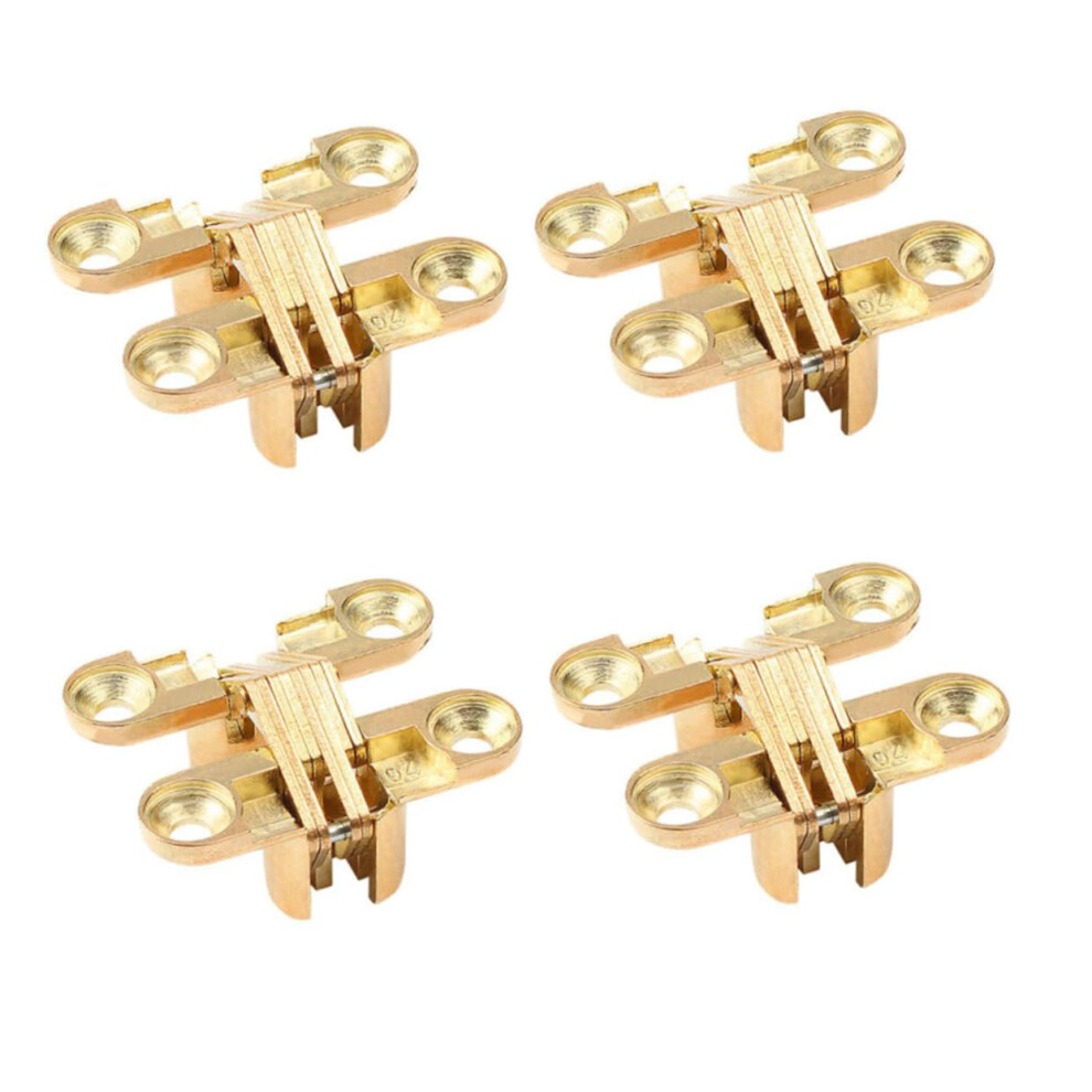 4Pcs Gold Concealed Cabinet Hinges Zinc Alloy Hidden Door Hinge Brackets For Folding Shelves Wardrobes 9351714605731
