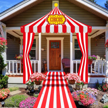 Carnival Tent Decorations Entryway Door Decor Kit Circus Party Supplies with Red White Awning Banners