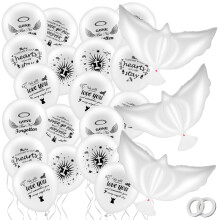 White Dove Memorial Balloons Set for Funeral Remembrance, SelfSealing Helium Compatible DoveShaped Balloons