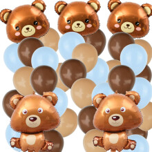 Teddy Bear Balloons Baby Shower Decorations Brown and Blue Bear Balloon Garland Kit for Woodland Theme Party