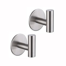 304 Stainless Steel Self Adhesive Wall Hooks 5KG Waterproof No‑Drill Towel Hangers for Bathroom Kitchen Home (2 Silver)