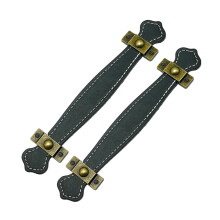 2pcs Black PU Leather Cabinet Handles Vintage Drawer Pulls for Kitchen and Dressers