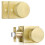 Brushed Gold Door Knobs 2 Pack, Keyless Interior Knobs for Bedroom and Bathroom, Heavy Duty Zinc Alloy 1