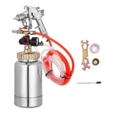 Airbrush Paint Pressure Pot Kit 2 Liter with Compressor, W77 2.5mm Nozzle, Large Capacity Tank for Automotive and Furniture Painting