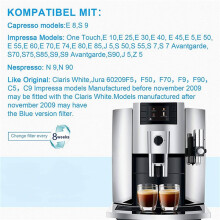 6 Stück Filter Kartusche für Jura Claris Weiß, Kaffee Wasser Filter für Jura Impressa E8 Kaffee Vollautomaten Maschinen