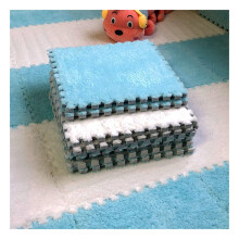 12x12 Interlocking Carpet Tiles, Soft Plush EVA Foam Floor Mats, Blue and White Area Rug for Living Room Bedroom