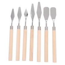 Painting Knife Set 7 Piece Stainless Steel Blades with Ergonomic Wooden Handle for Oil and Acrylic Painting