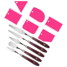 Professional Stainless Steel Palette Knife Set for Oil and Gouache Painting with Ergonomic Wooden Handles