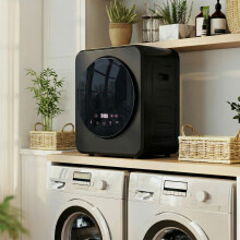 (Black) HOMCOM 800W Compact Dryer Machine, 4kg Small Vented Tumble Dryer