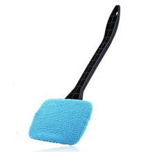 Car Window Cleaner with Long Handle, Light Blue Microfiber Brush for Auto Windshield, Ergonomic Grip