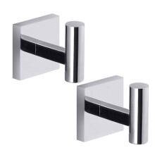 Polished Chrome Towel Hooks 2 Pack, Heavy Duty Wall Mounted Bathroom Robe and Coat Hooks