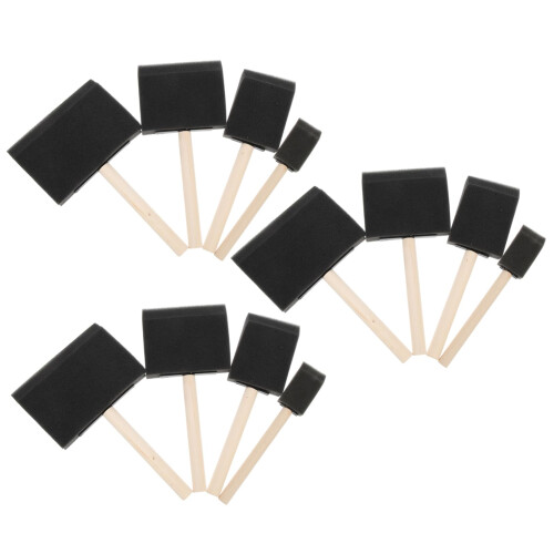 12Pcs Sponge Paint Brushes with Comfortable Handle for Crafts and Walls Acrylic Art Projects