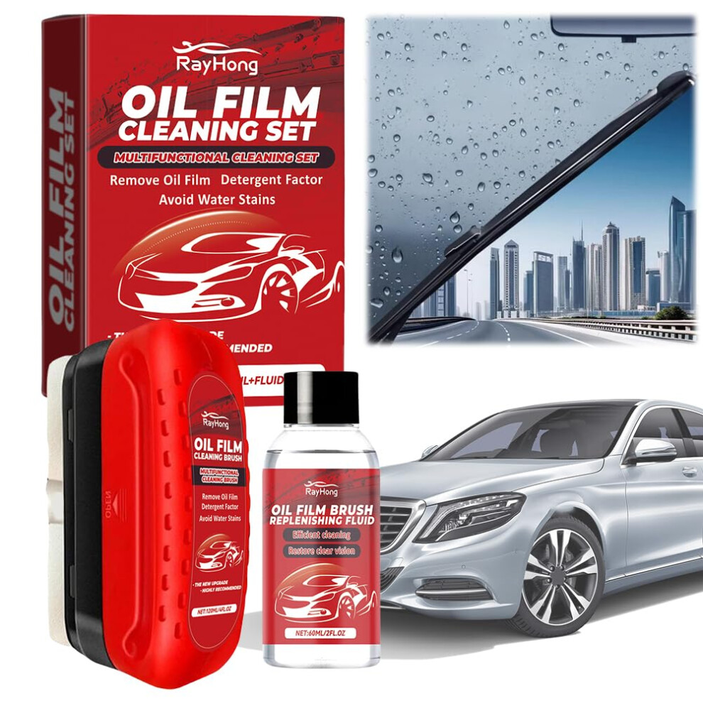 Car Windshield Cleaner Kit, Efficient Oil Film Remover For Car Windows, Improves Glass Clarity, 2024 Upgraded Brush And Refill Liquid 9330225461326