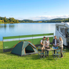 Outsunny Camping Windbreaks with Clear Windows, 725 x 140cm, Army Green