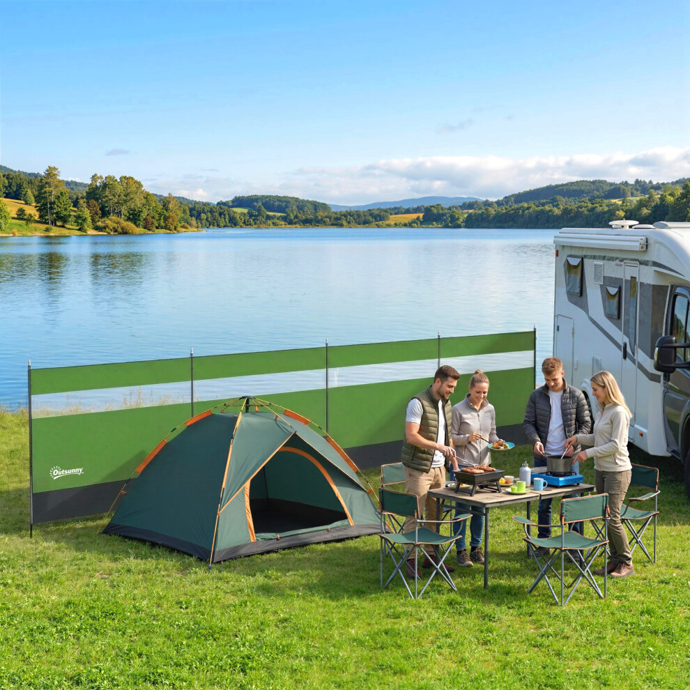 Outsunny Camping Windbreaks With Clear Windows, 725 X 140Cm, Army Green