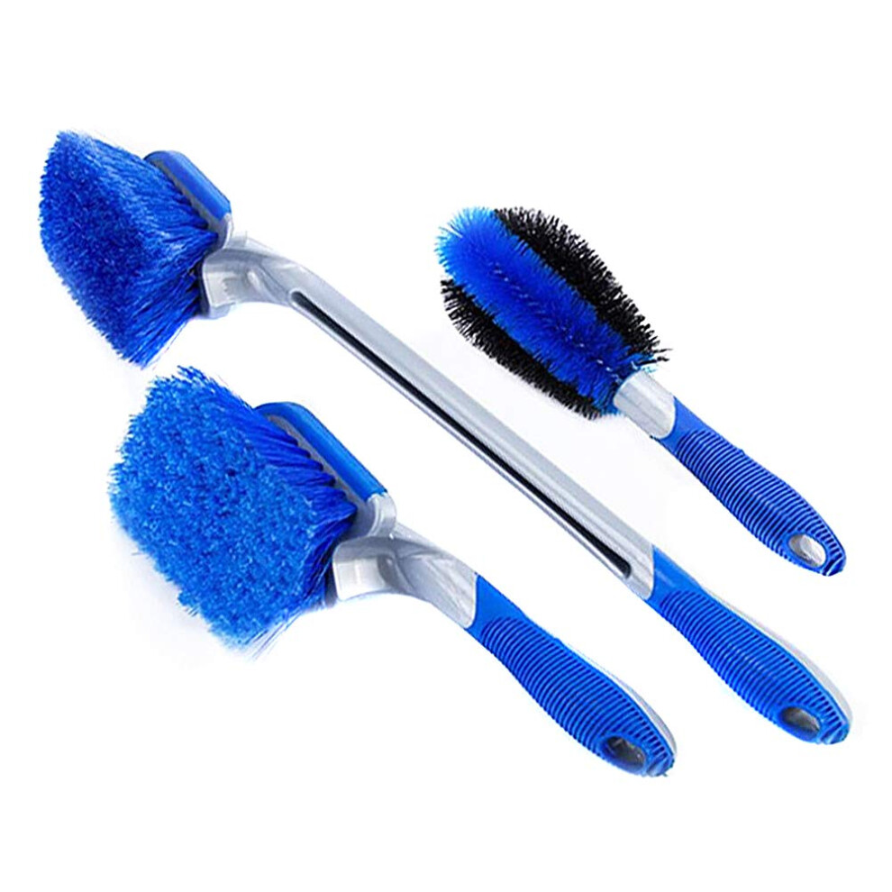 Car Detailing Brush Set Of 3, Soft Scratchâ Bristles With Long Handle And NonâSlip Grip For Wheels And Tires 9330225461548