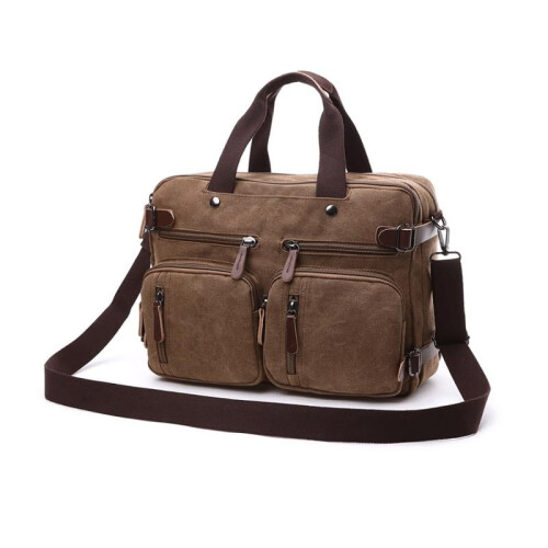 Canvas Laptop Bag Business Briefcase with Spacious Multi‑Purpose Design and Adjustable Shoulder Strap 1
