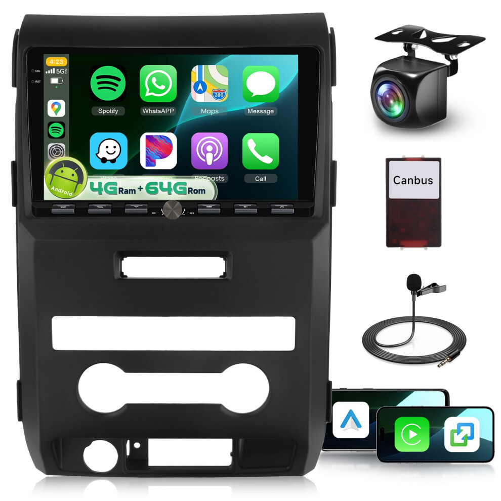 9 Inch Android Car Stereo For Ford F150 20092012, 8 Core Radio With Wireless Carplay, Ahd Camera, Gps 9073542130598