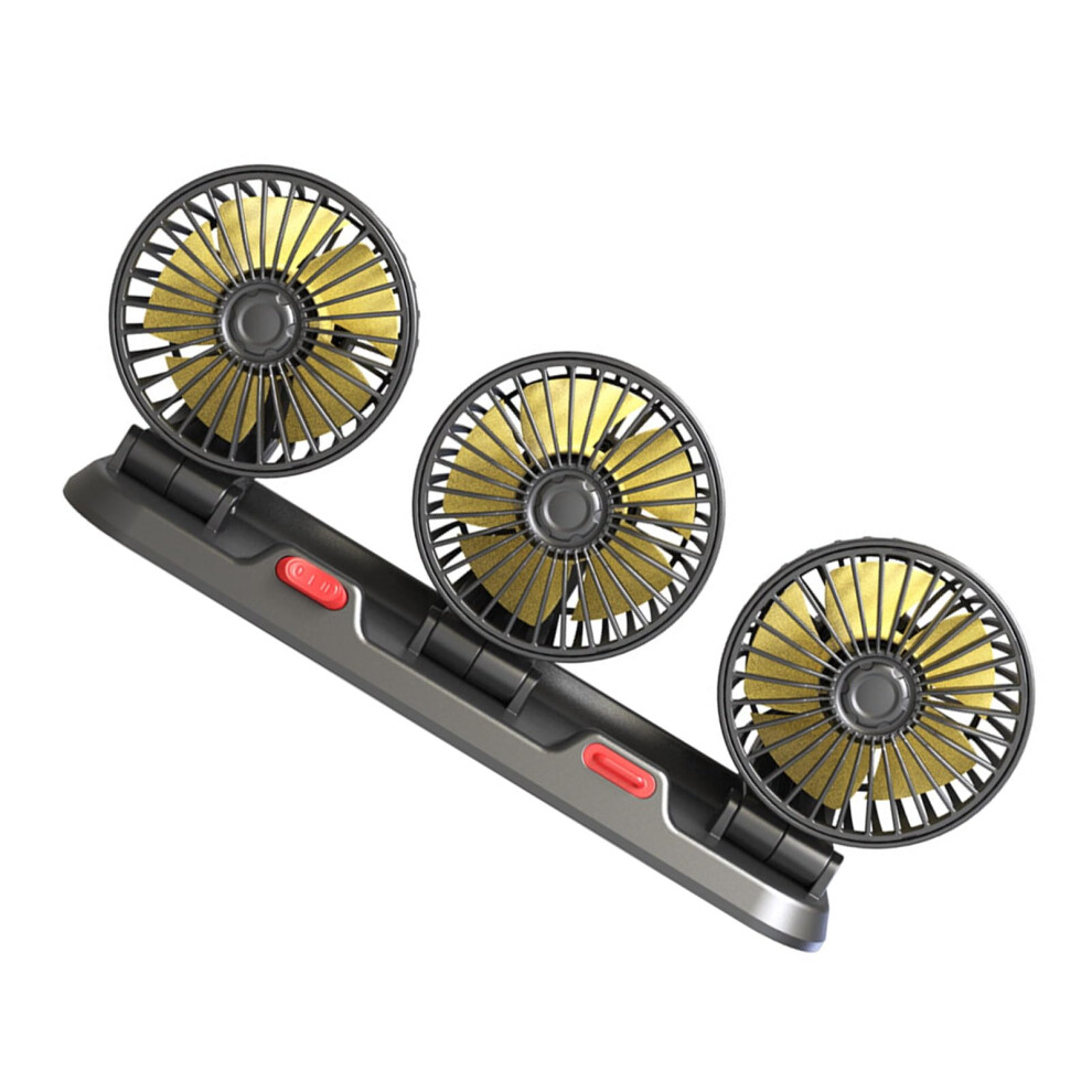 12V Triple Head Car Fan With 360 Rotation, Dual Speed Silent Cooling For Truck Suv Rv 9351714607971