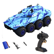 1/32 Scale Amphibious RC Tank 8x8 All Terrain Waterproof Army Vehicle with 1200mAh Battery Blue