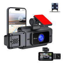 3 Channel Dash Cam for VW Golf Jetta Passat Beetle, WiFi Night Vision 170 Wide Angle, 3' IPS Display