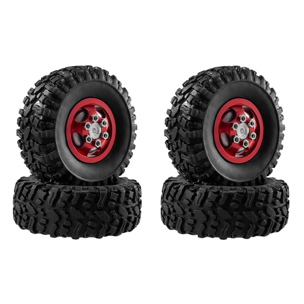 Metal Wheels And Soft Tires For 1/12 Mn82 Lc79 Mn78 Rc Car, Durable Alloy Rims Enhanced Offroad Grip Red 9351714608374
