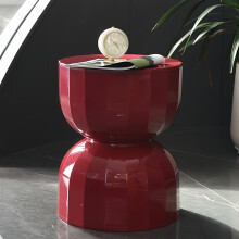 Modern Minimalist Small Bedside Table Red Round End Table for Bedroom Living Room SpaceSaving Design