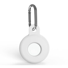 Case Anti‑Scratch Silicone Cover with Keychain for Keys and Pets, Secure Plugin Design White for AirTag