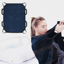 Waterproof Transfer Sheet for Bed 45x36 with 8 Handles, Washable Patient Positioning Pad 350LBS Support Blue