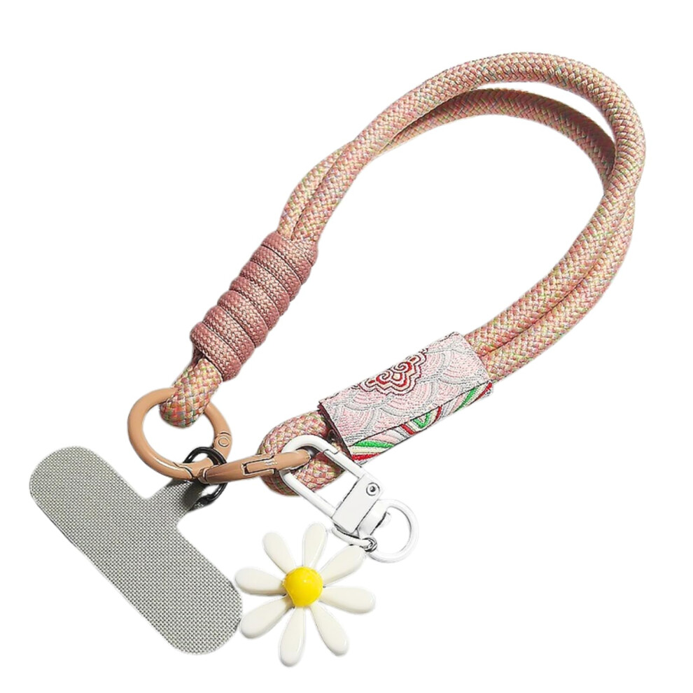 Cute Daisy Phone Wrist Strap, Floral Braided Lanyard For Women, Antitheft Durable Charm Pink 9771547981534
